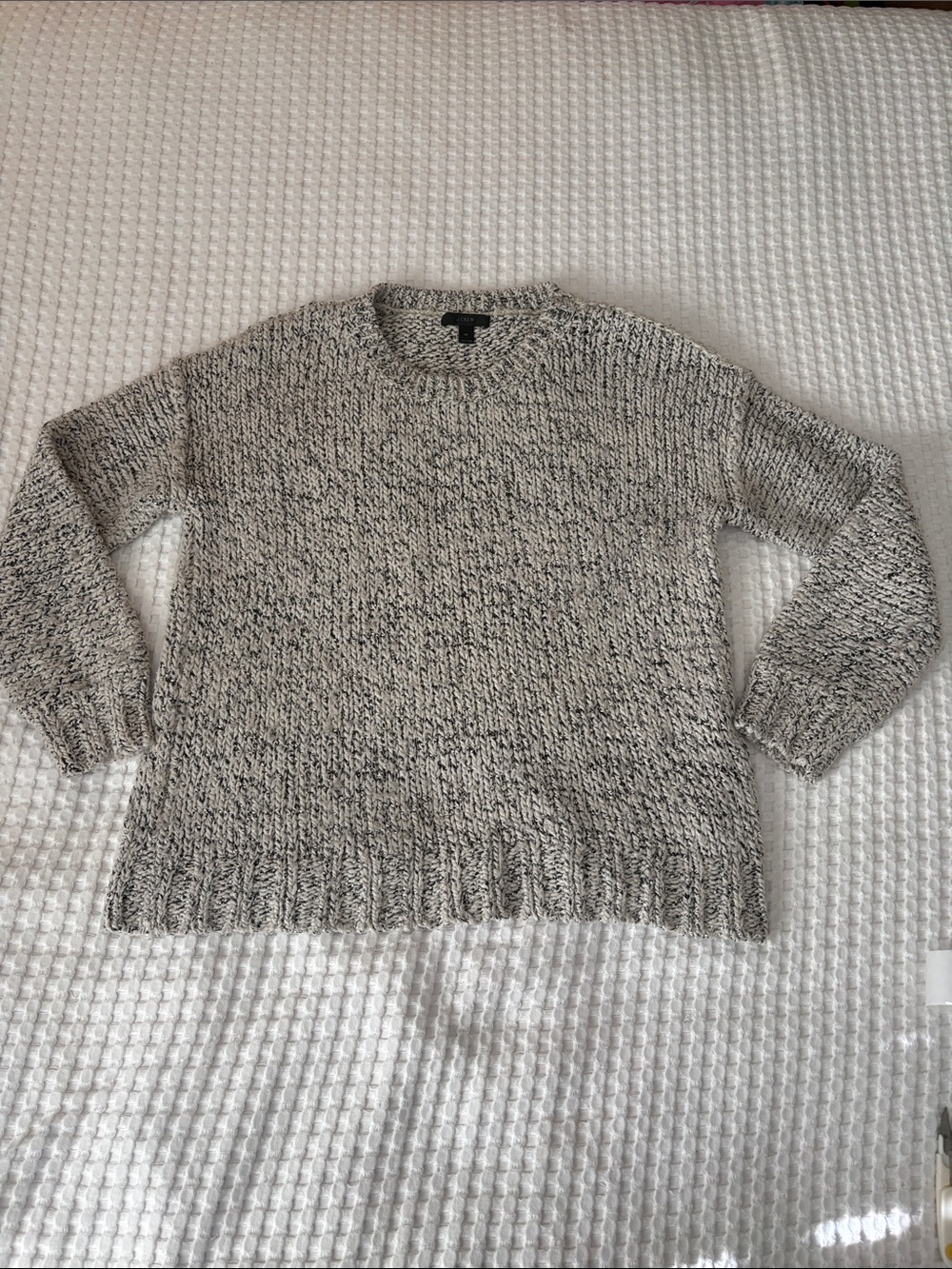 J. Crew Marled Crewneck Sweater in Gray and Cream